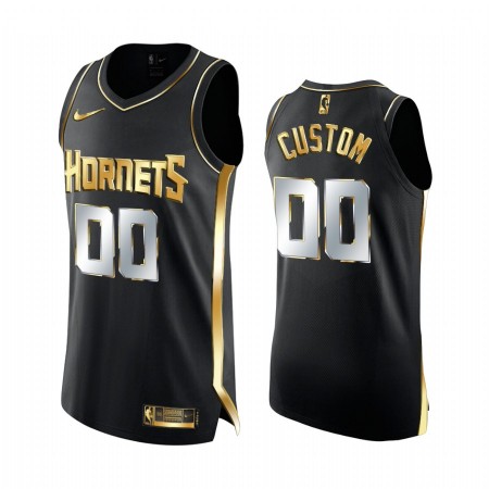 Herren NBA Charlotte Hornets Trikot Benutzerdefinierte 2020-21 Schwarz Golden Edition Swingman